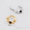 BLACK ONYX CUBIC ZIRCONIA GOTHIC ROSE VINE HINGED SEGMENT CLICKER RING 316L SURGICAL STEEL